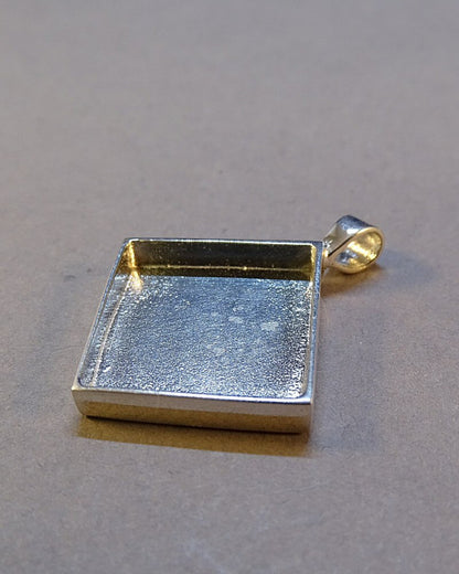 Silver Square Pendant Mount For Resin Or 14.5mm Stone