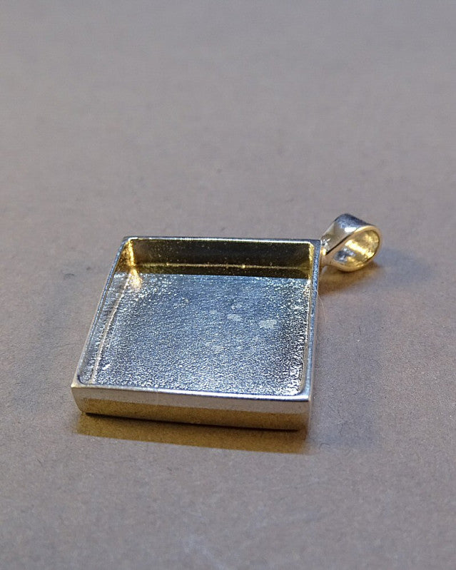 Silver Square Pendant Mount For Resin Or 14.5mm Stone