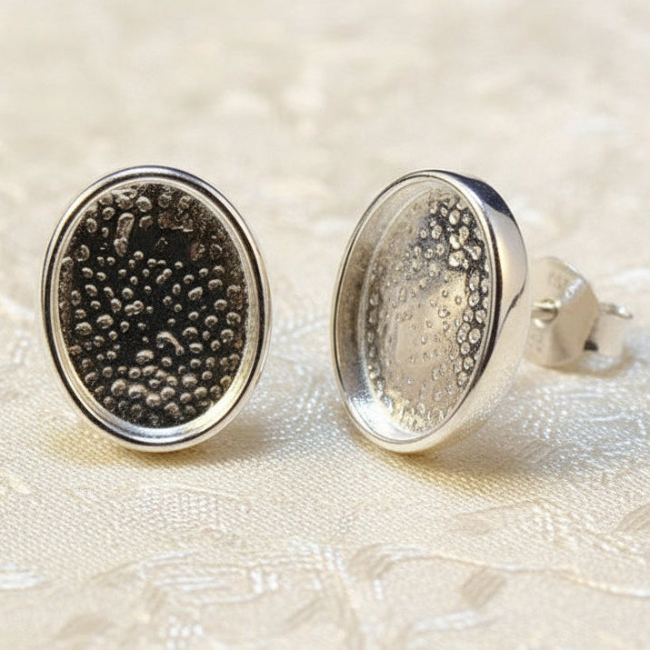 Silver Cup Ear Stud For Cabochon Or Resin