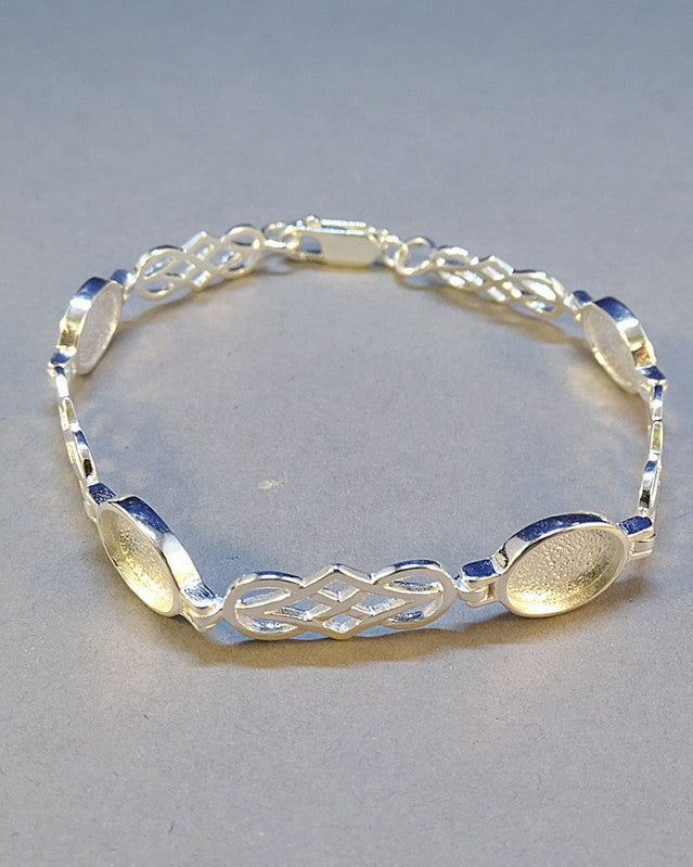 Silver Bracelet Setting To Fit 4 10x8 Gemstones Or Cabochons