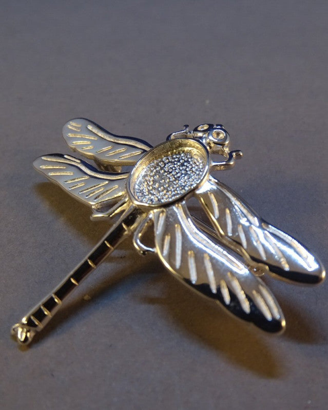 Silver Dragonfly Brooch To Fit 10x8 Cabochon Or Resin