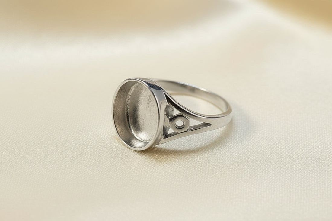 Silver Ring Casting For Resin Or 10x8 Stone Cabochon