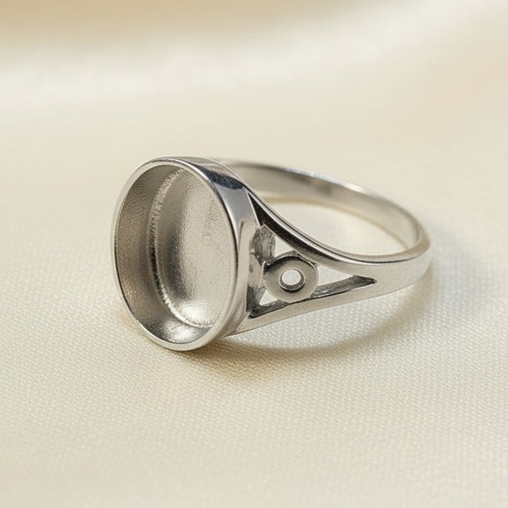 Silver Ring Casting For Resin Or 10x8 Stone Cabochon