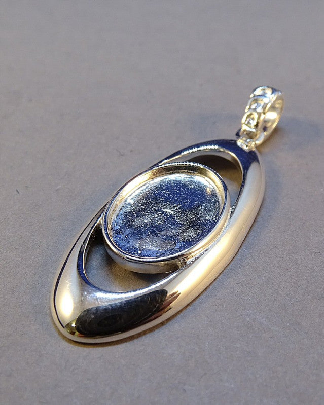 14x10 Silver Hoop Pendant for Resin or Gemstone