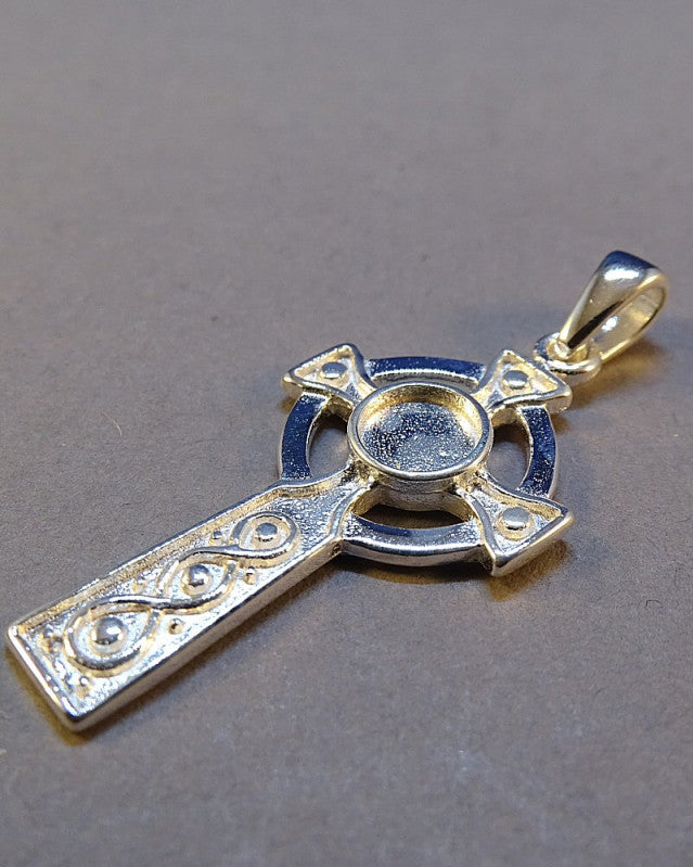 Silver Cross Mount For 5mm Cabochon