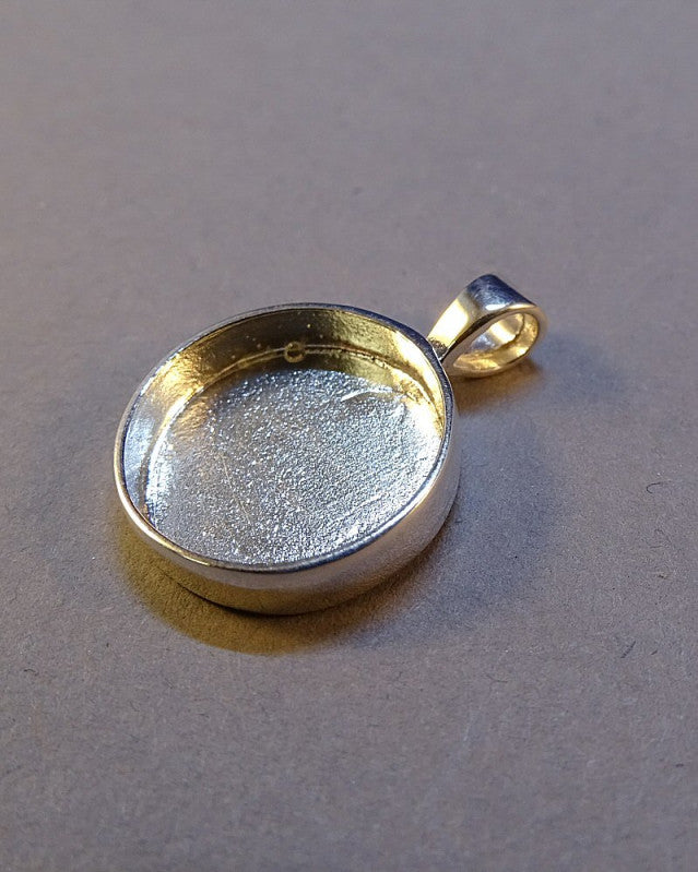 Round Silver Pendant Setting For Resin Or 13.8mm Round Stone