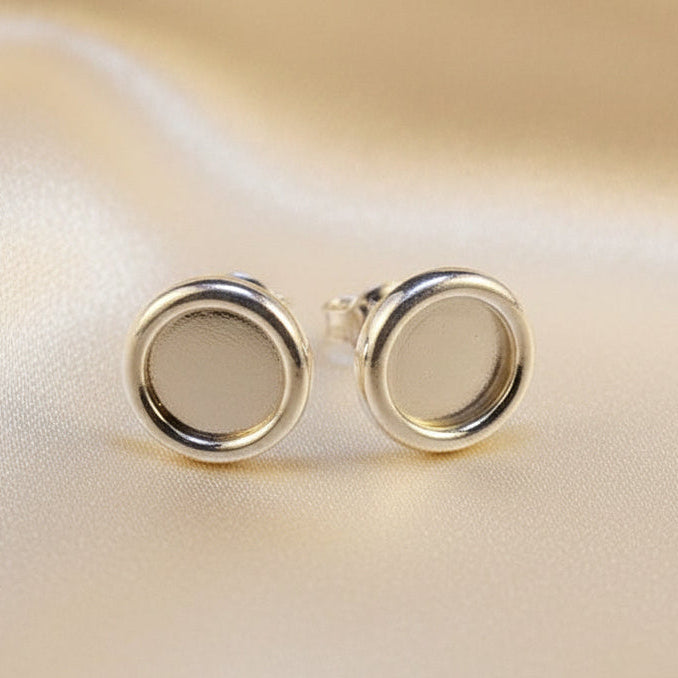 Plain Ear Stud Mounts For Stones Or Resin