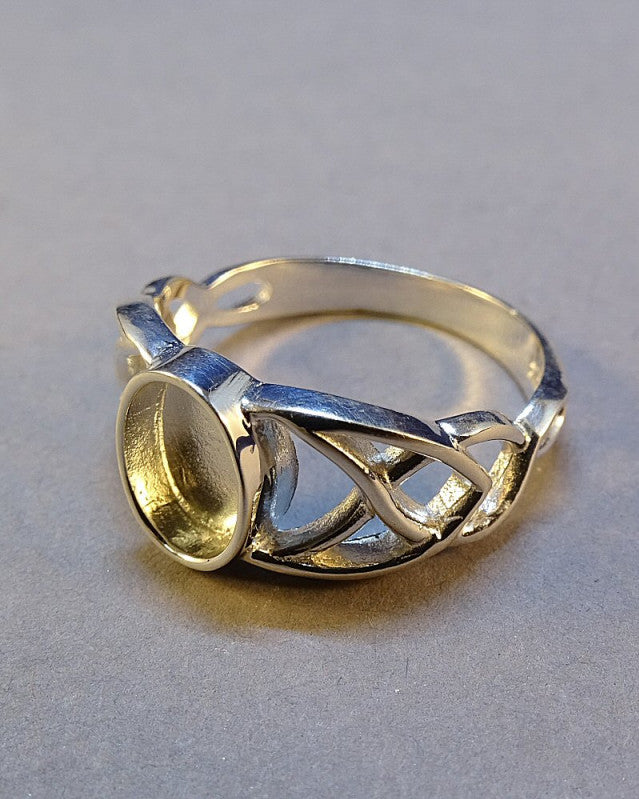 Unset Silver 8x6 Celtic Ring Setting