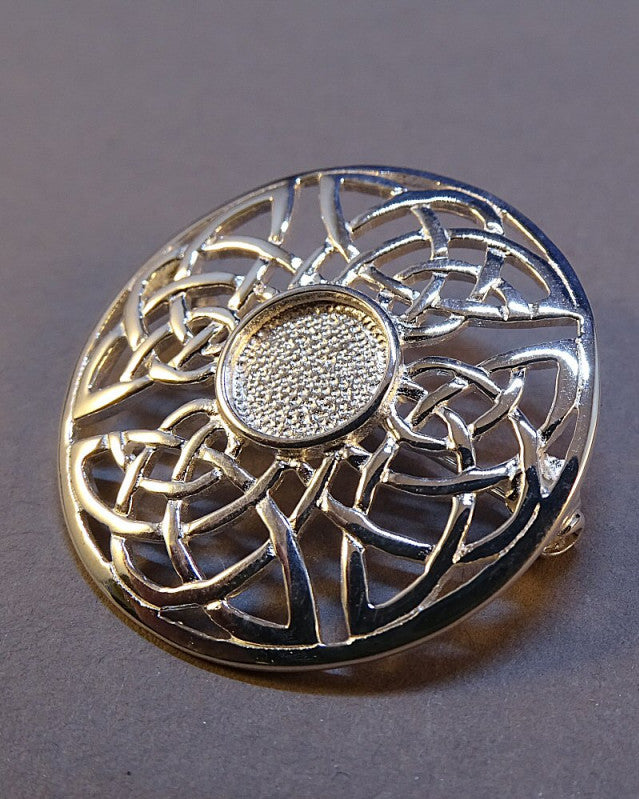 Silver Round Celtic Brooch Setting For 8mm Stone