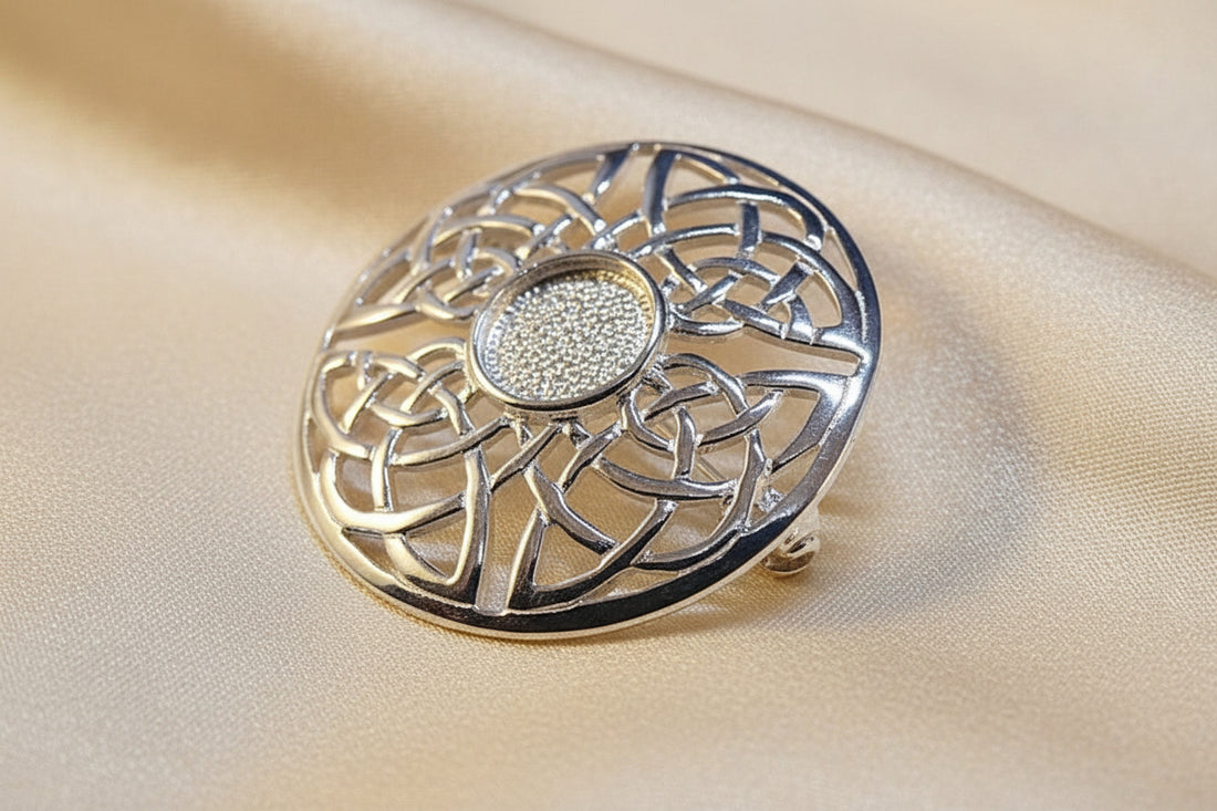 Silver Round Celtic Brooch Setting For 8mm Stone